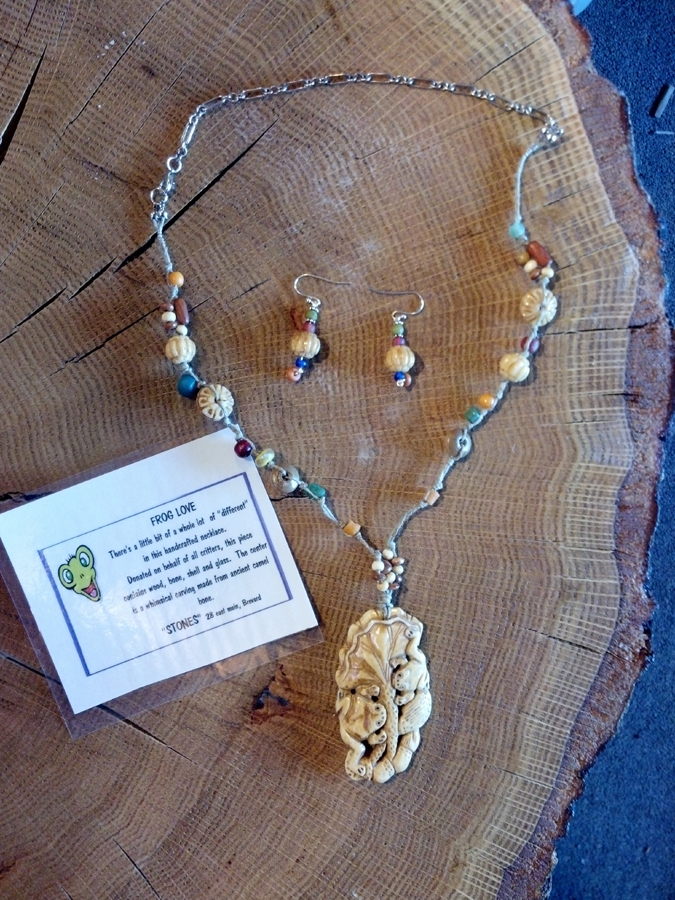 Cool frog necklace and matching earrings: $50.00